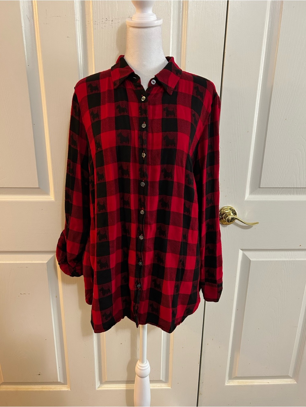 Talbots lumberjack plaid shirt with cute surprise, Medium